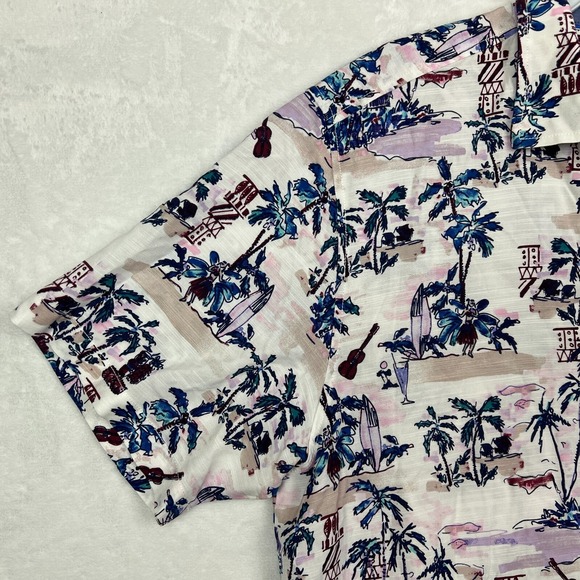Tommy Bahama Hawaiian Shirt Mens Large Button Up Tree White Blue Aloha - Picture 4 of 11